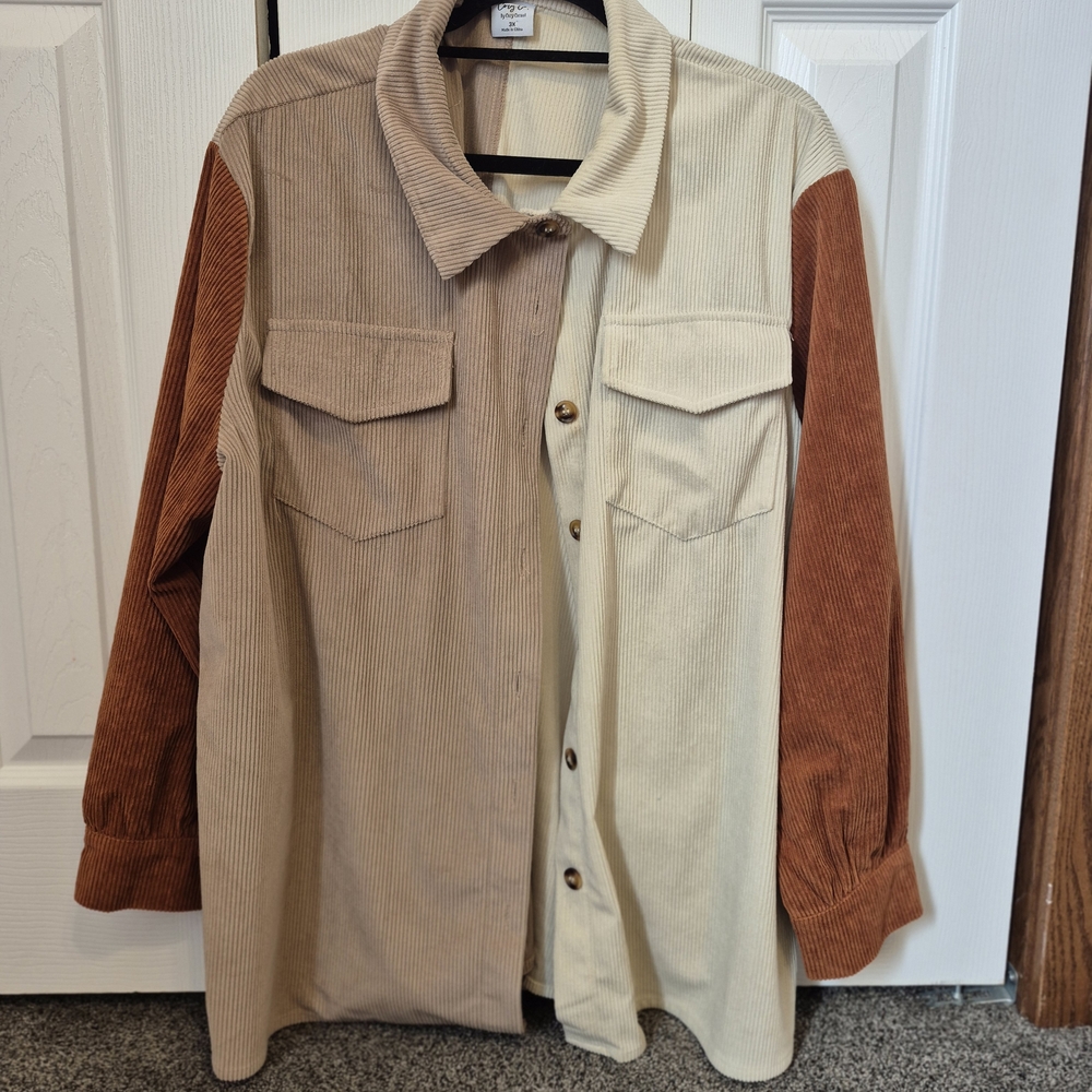 Cozy Casual Corduroy Colorblock Shirt